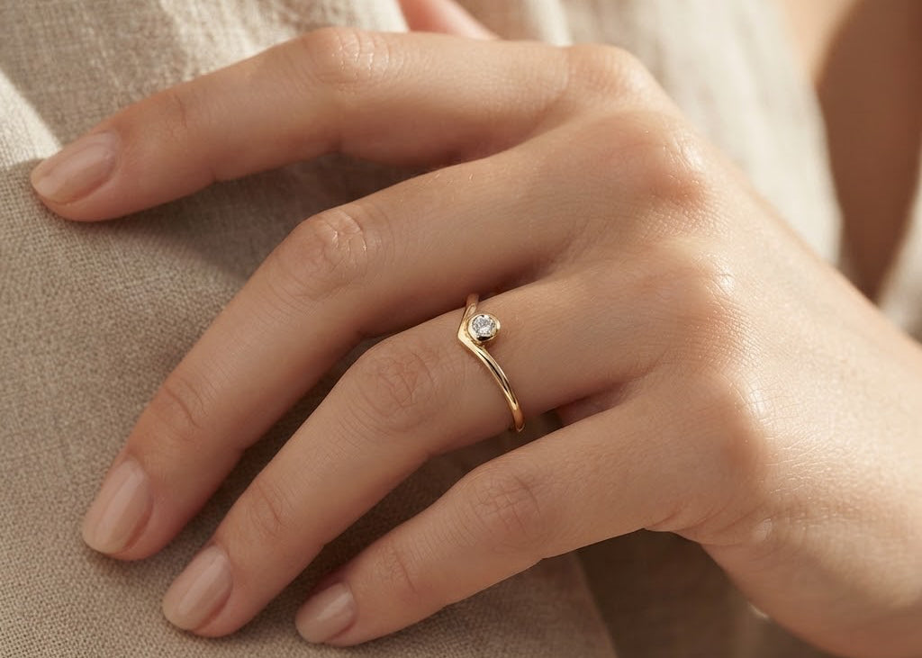 Solitaire Bezel V Ring