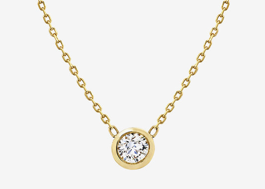 Moissanite Solitaire Bezel Necklace 0.1 ct