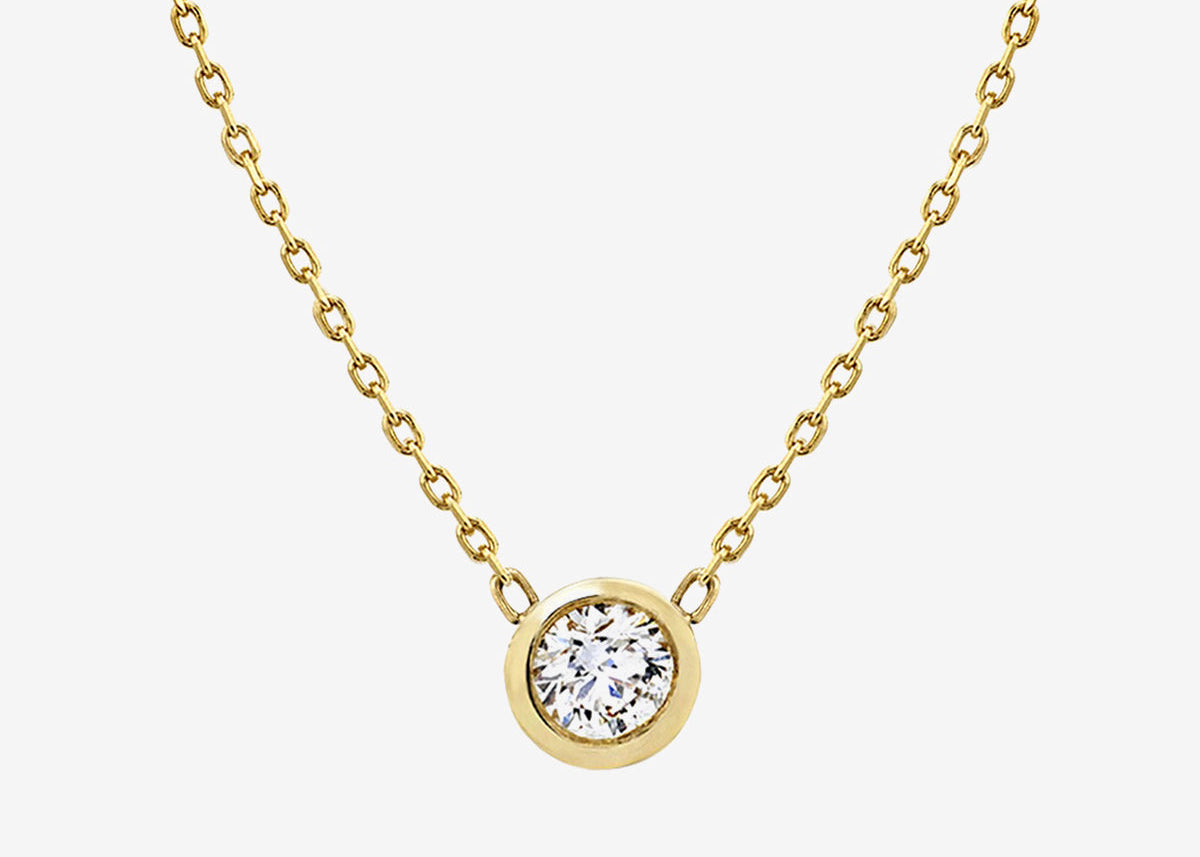 Moissanite Solitaire Bezel Necklace 0.3 ct