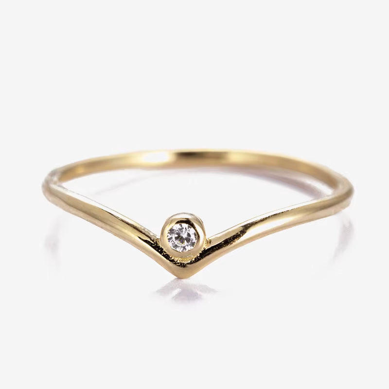 Solitaire Bezel V Ring